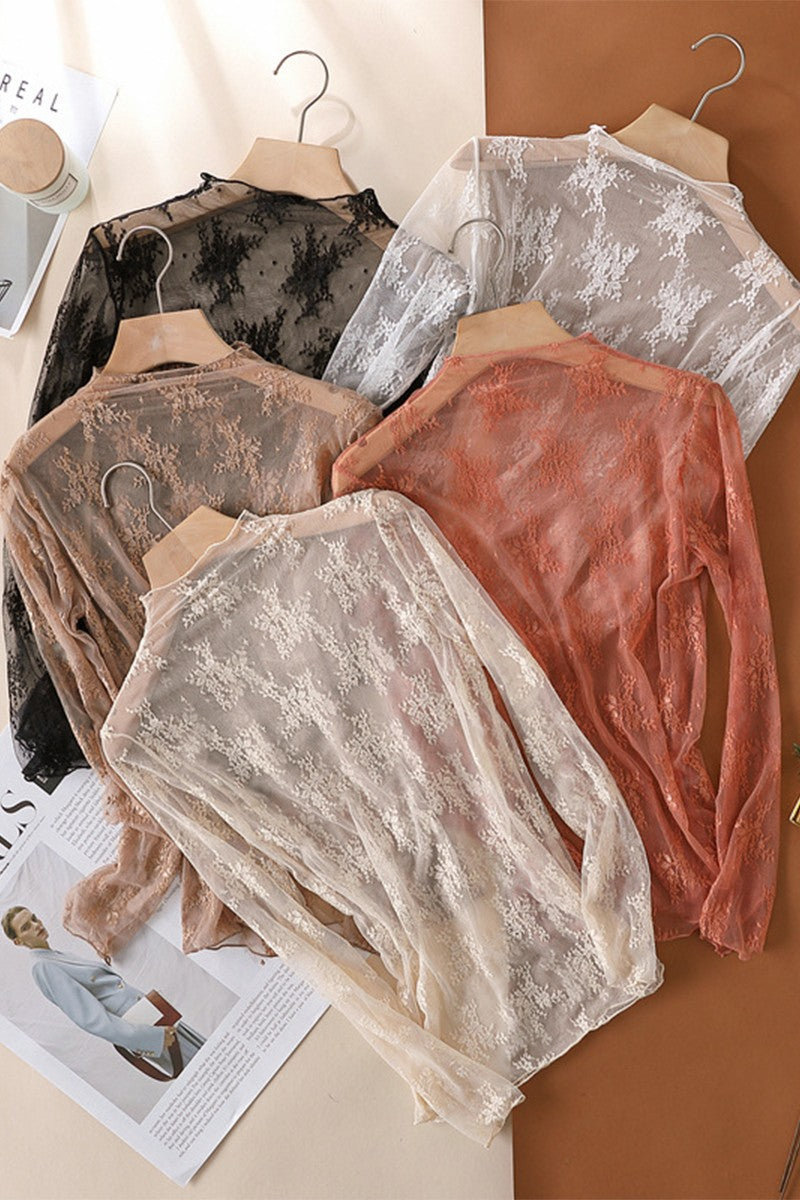 Apricot Lace Mesh Top