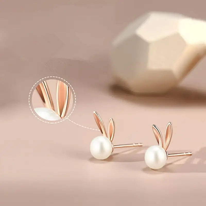 Bunny Faux Pearl Stud Earrings