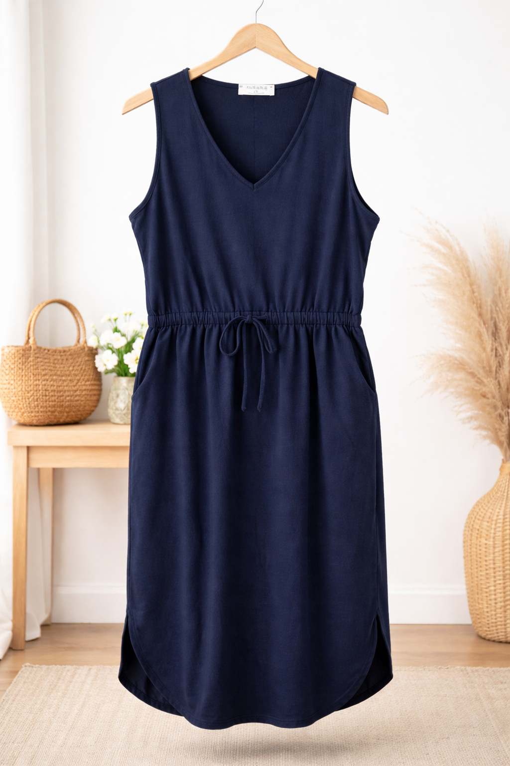 Curvy Cotton Drawstring Waist Dress