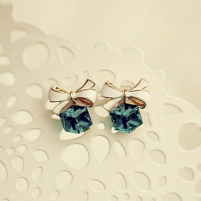 Blue Bell Bow Earrings