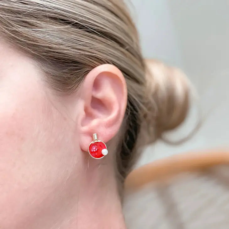 Paddle Ball Enamel Stud Earring