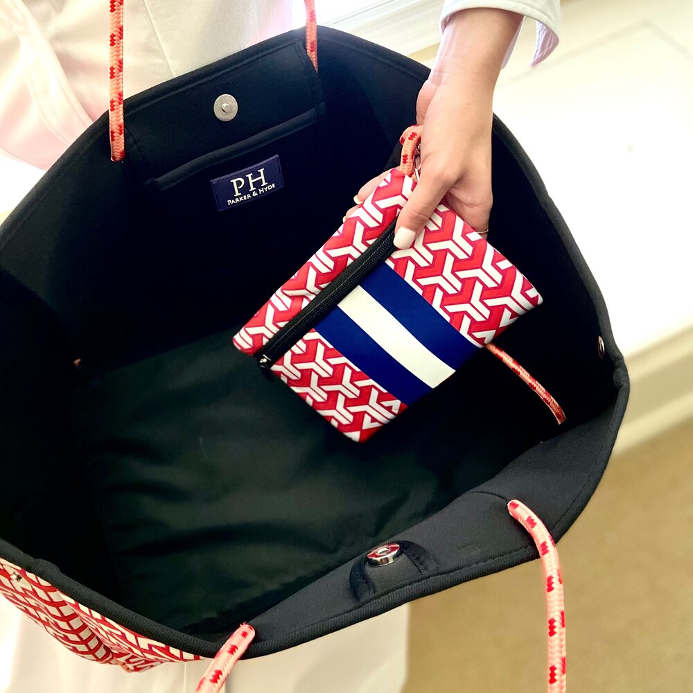 Red Maze Neoprene Tote