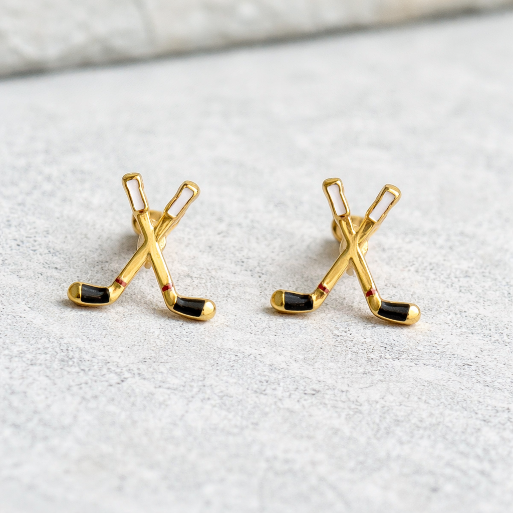 Hockey Signature Enamel Stud Earrings