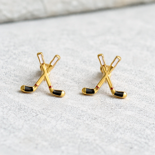 Hockey Signature Enamel Stud Earrings