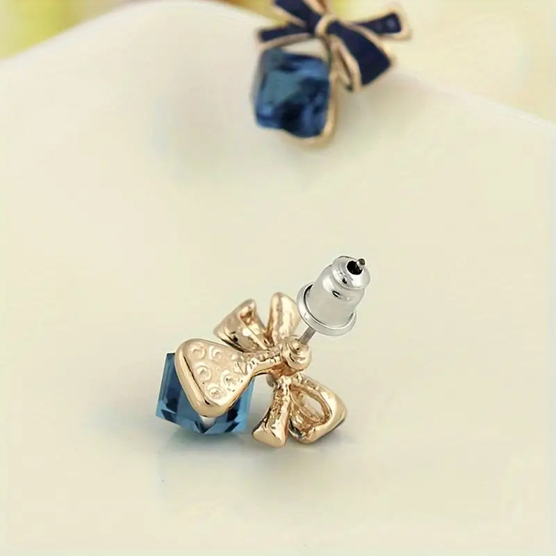 Blue Bell Bow Earrings