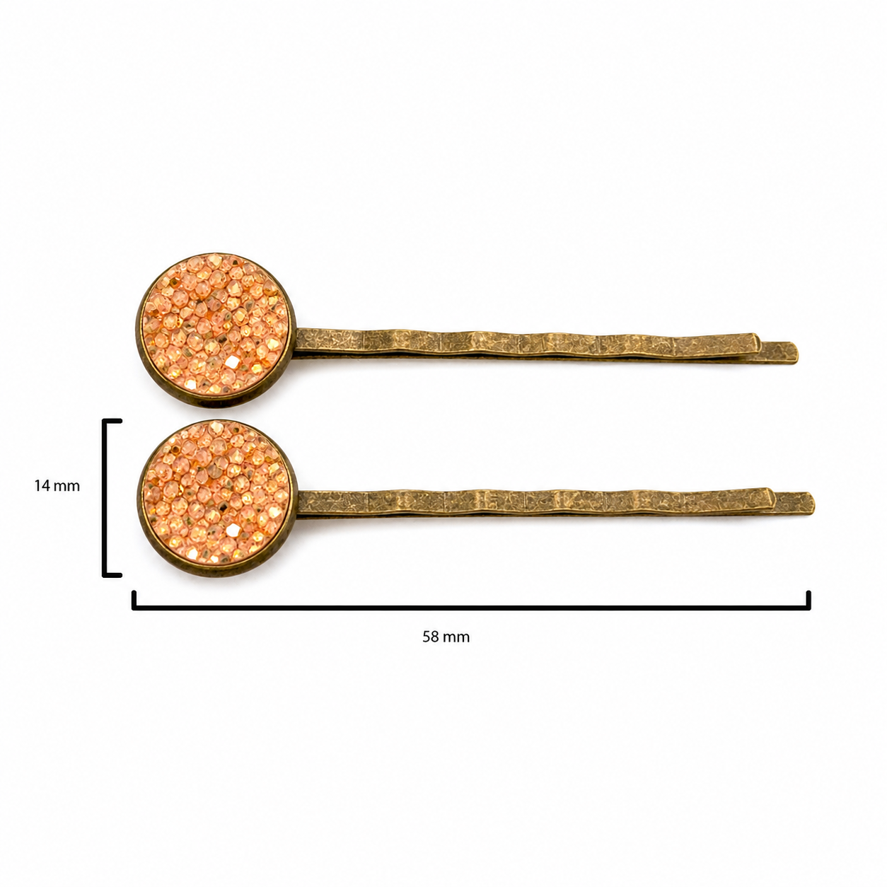 Peach Bellini Druzy Bobby Pins