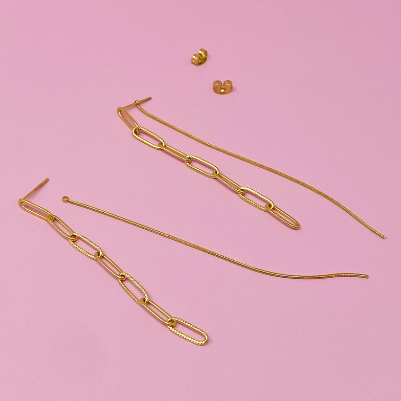 Double Chain Drop Earrings