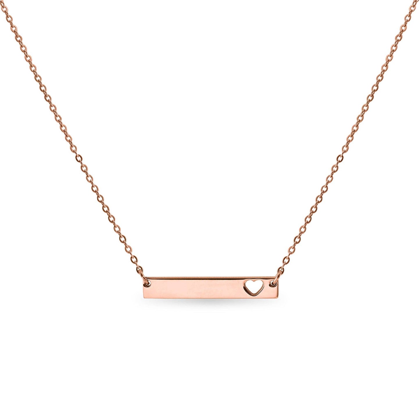 Blank Cutout Heart Bar Necklace: Stainless