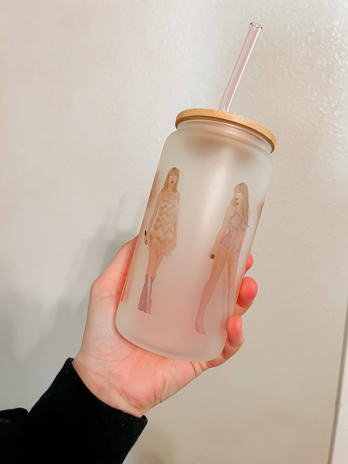 Taylor Swift Eras Glass Can with lid and straw