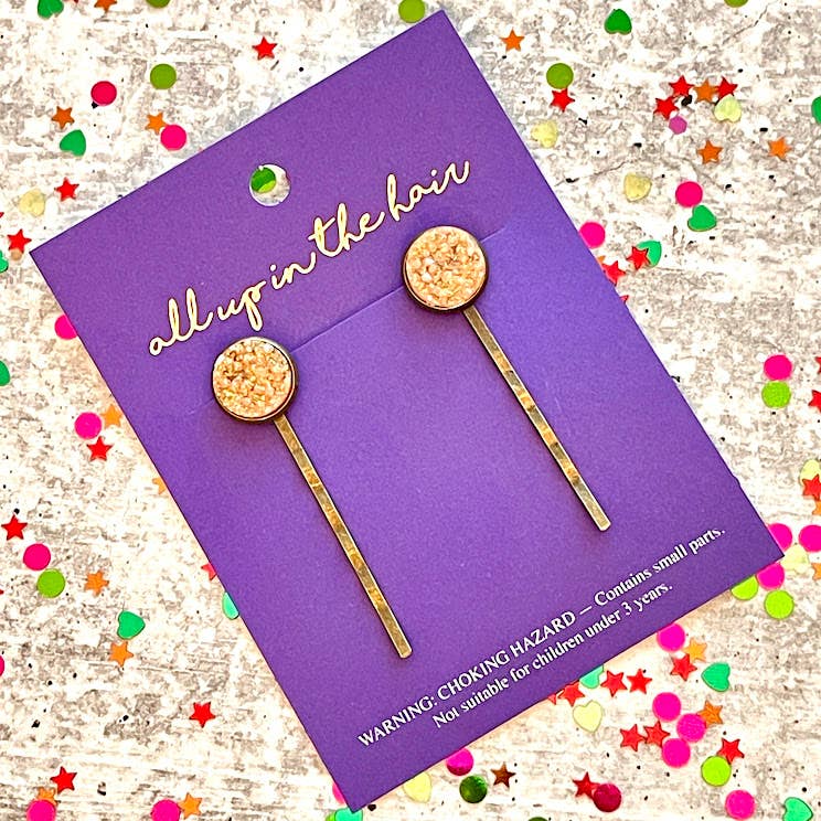 Peach Bellini Druzy Bobby Pins