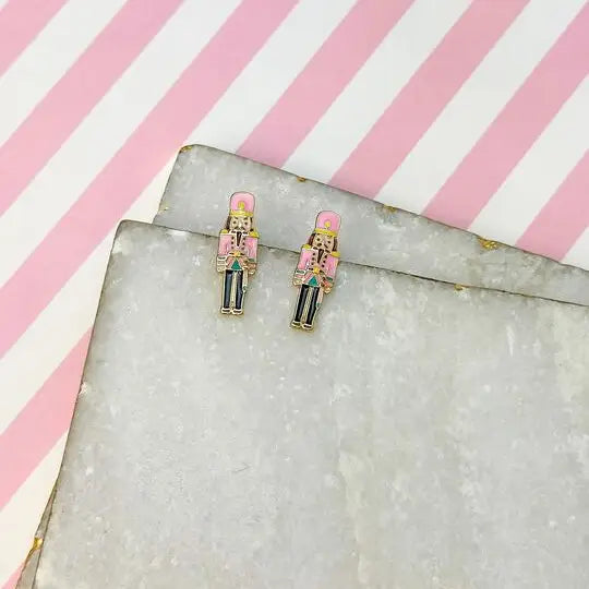 Pink Nutcracker Signature Enamel Stud Earrings