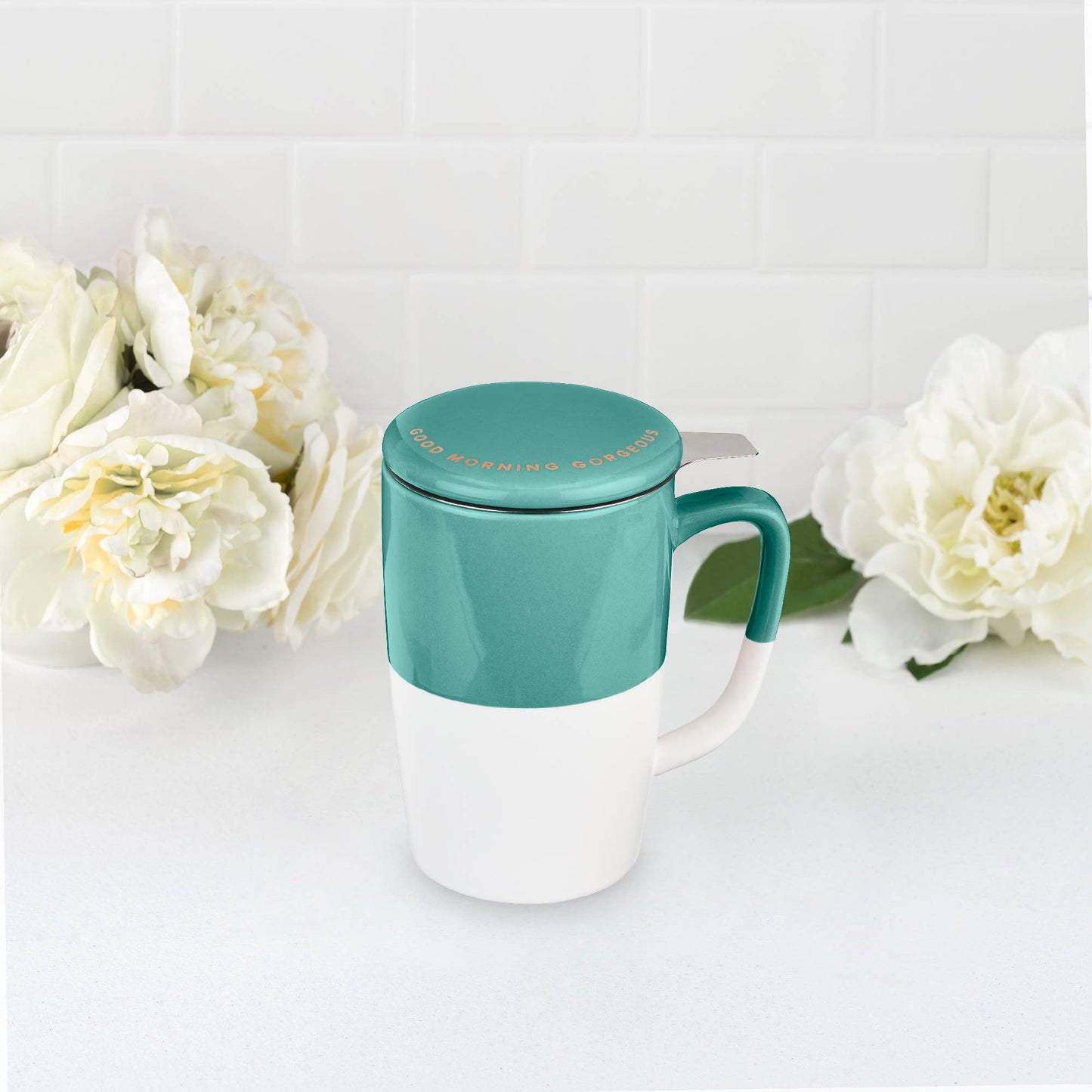 Delia™ Good Morning Gorgeous Tea Mug & Infuser Pinky Up®