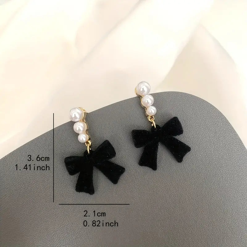 Marley Bow & Faux Pearl Dangle Earrings