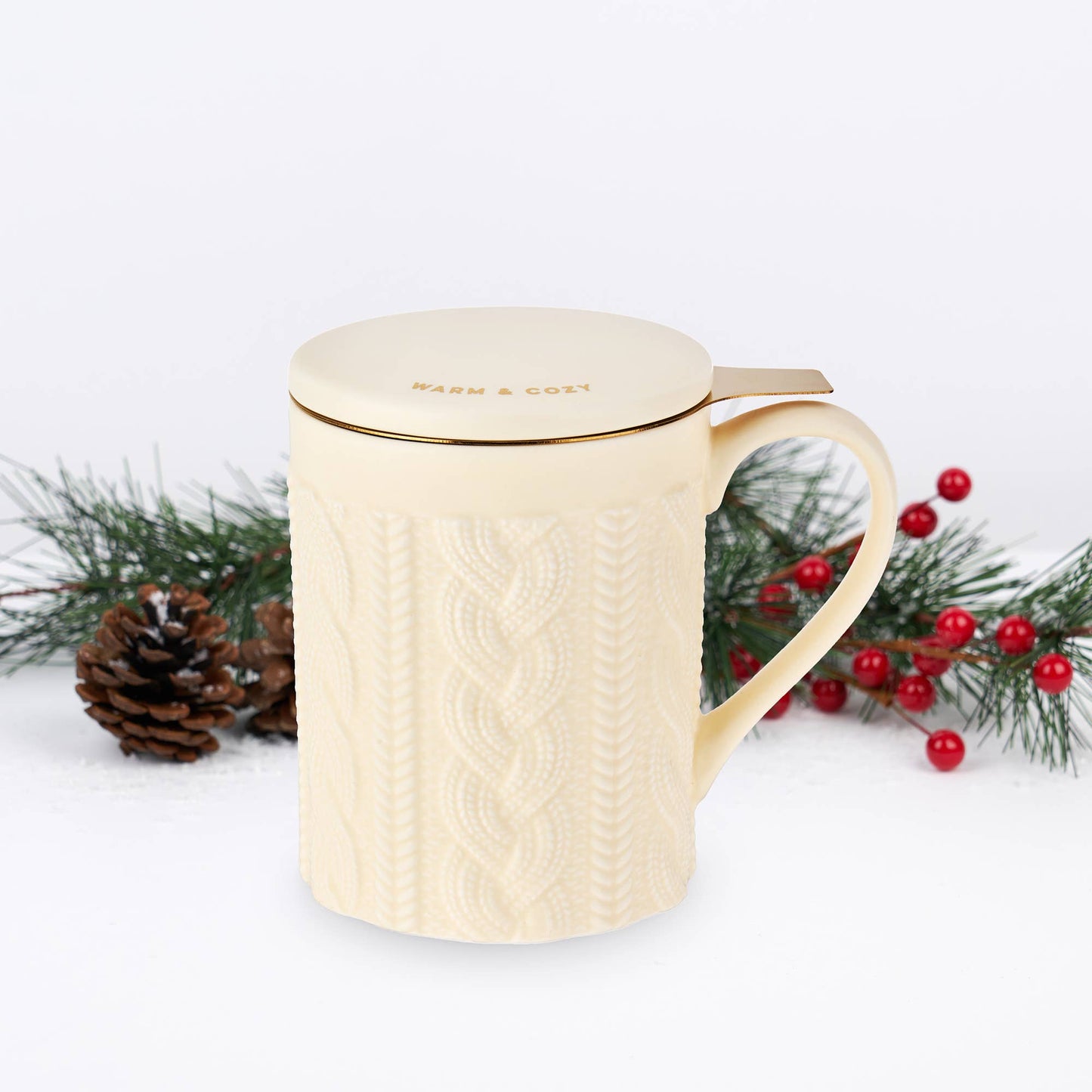 Annette™ Knit Ceramic Tea Mug & Infuser by Pinky Up®