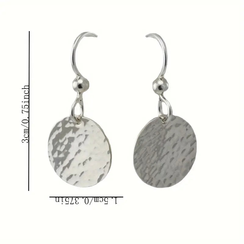 Vintage Round Shape Hammer Pattern Dangle Earrings