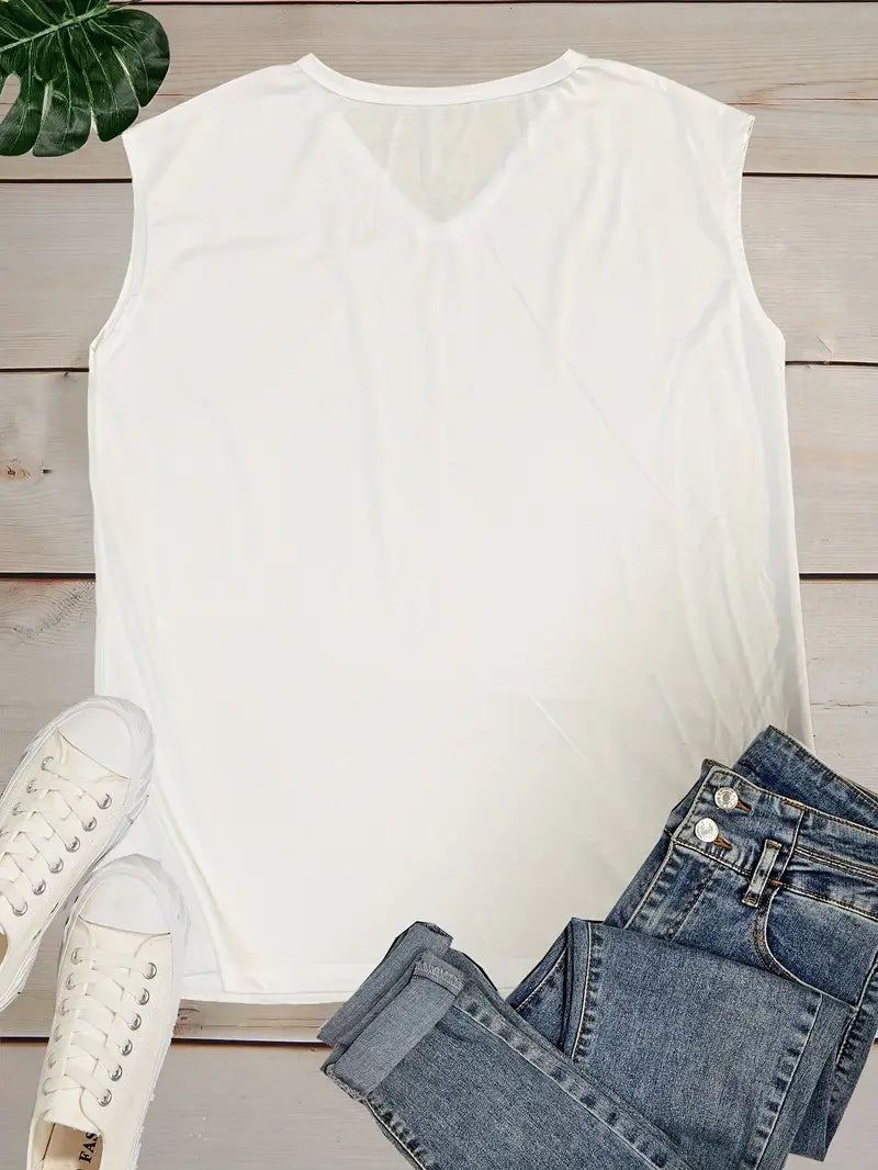 Lightweight V Neck Sleeveless Top