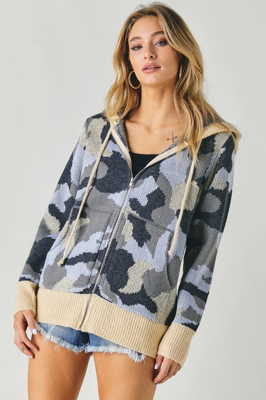 Curvy Military Zip Up Hoodie