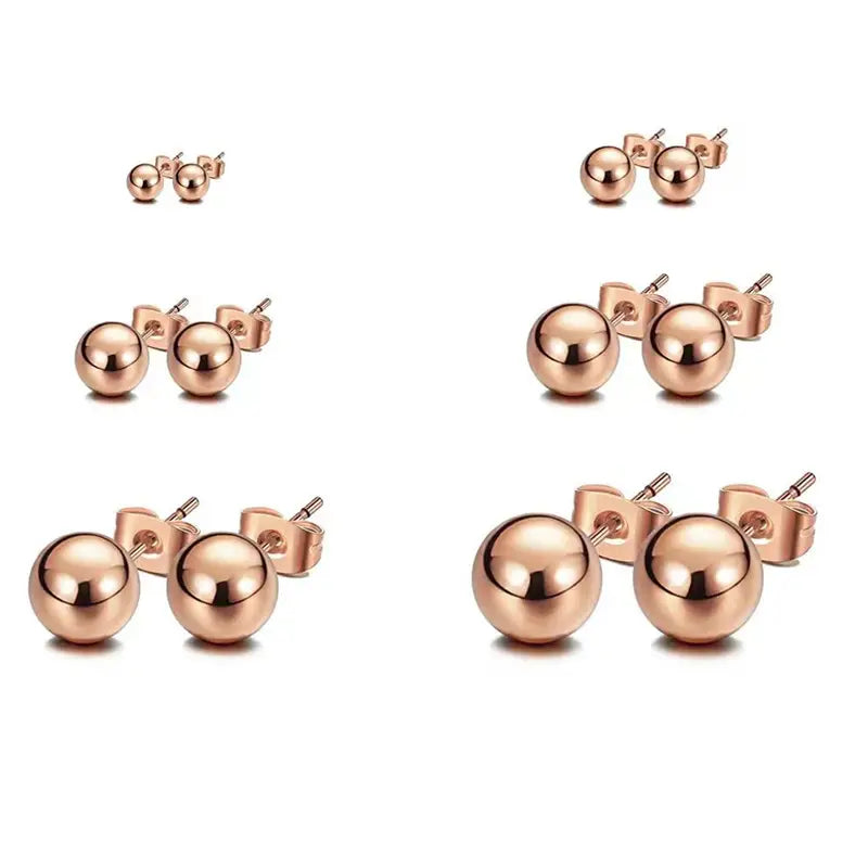 8mm Rose Gold Ball Shaped Stud Earrings