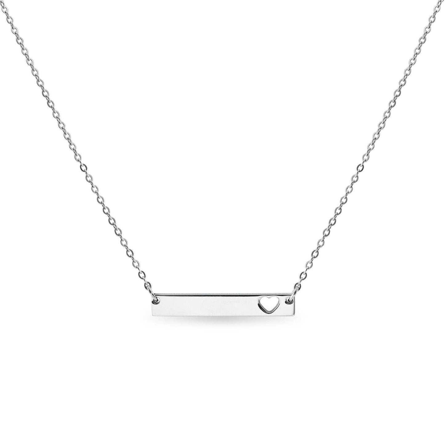 Blank Cutout Heart Bar Necklace: Gold