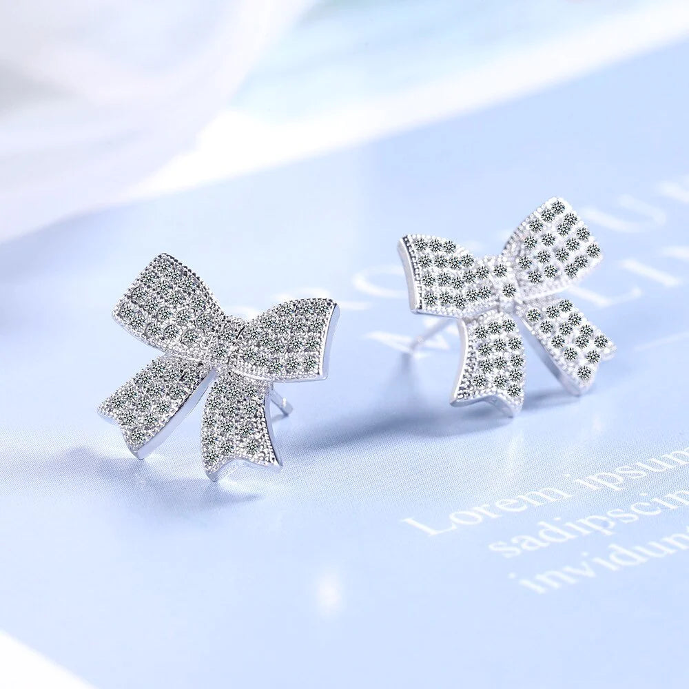 Pave Bow Stud Earrings