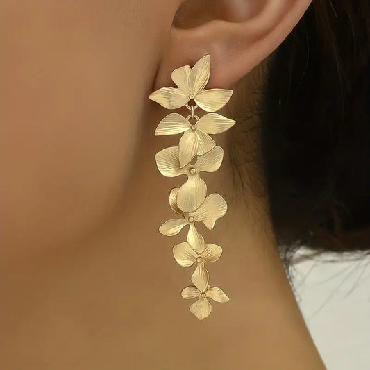 Vintage Golden Leaves Drop Earrings