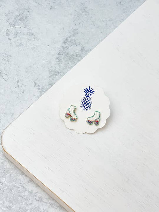 Roller Skates Enamel Stud Earrings