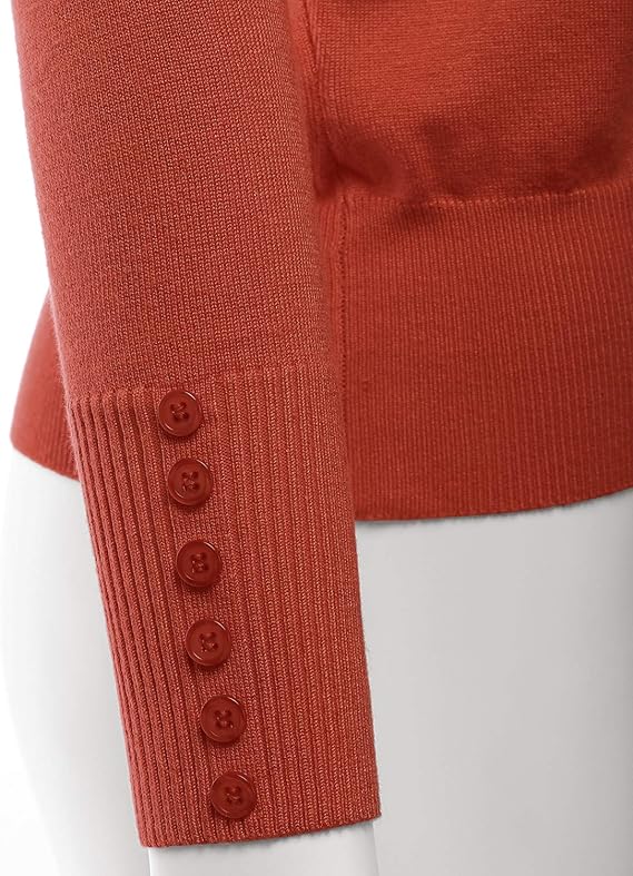 Classic V Neck Cardigan Rust