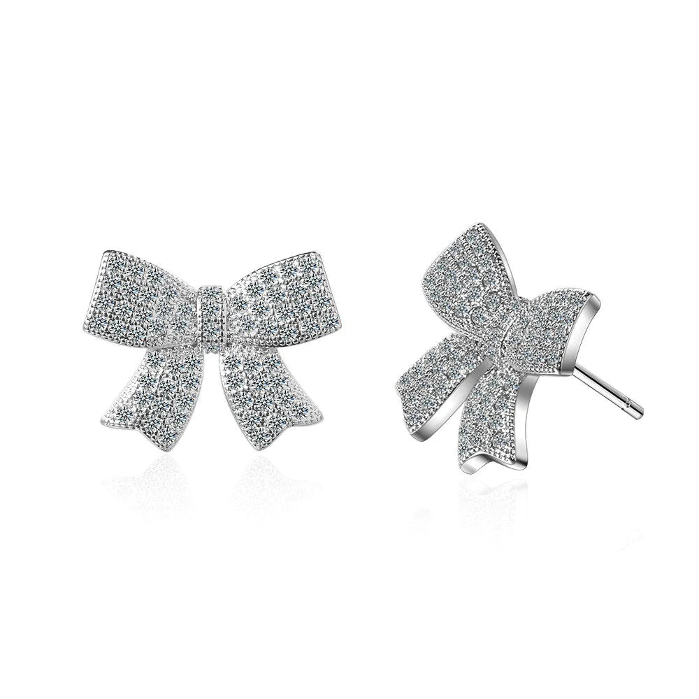 Pave Bow Stud Earrings