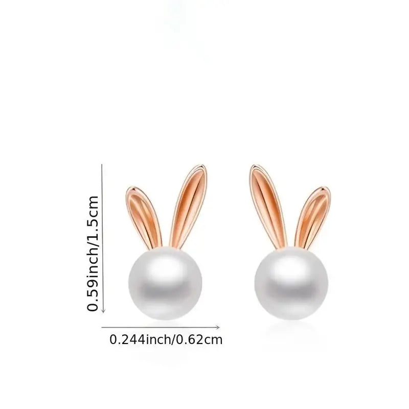 Bunny Faux Pearl Stud Earrings