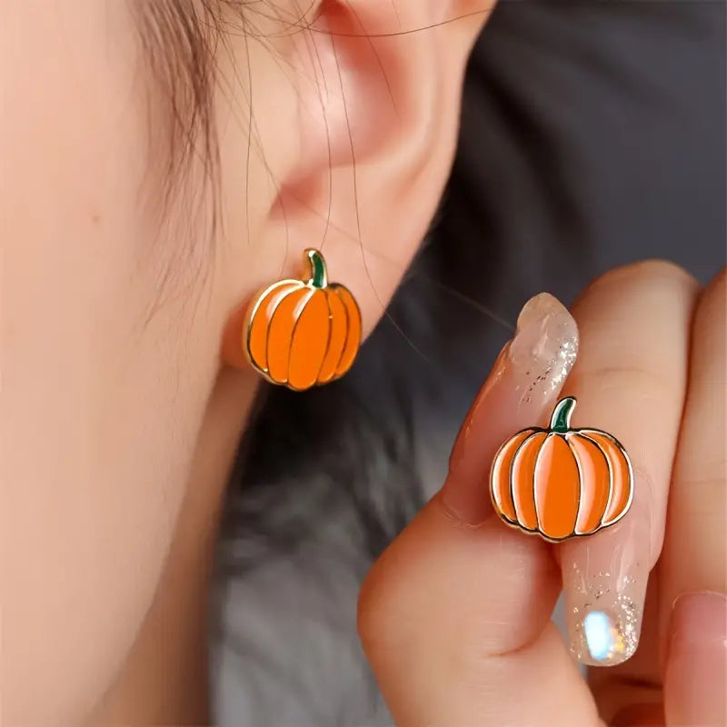 Enamel Pumpkin Studs