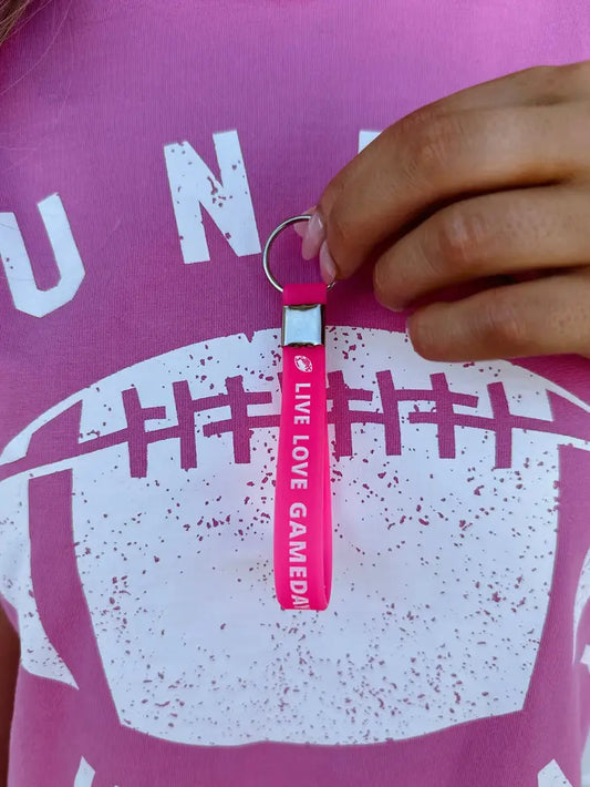 Live Love Gameday® Football Pink Silicone Keychain