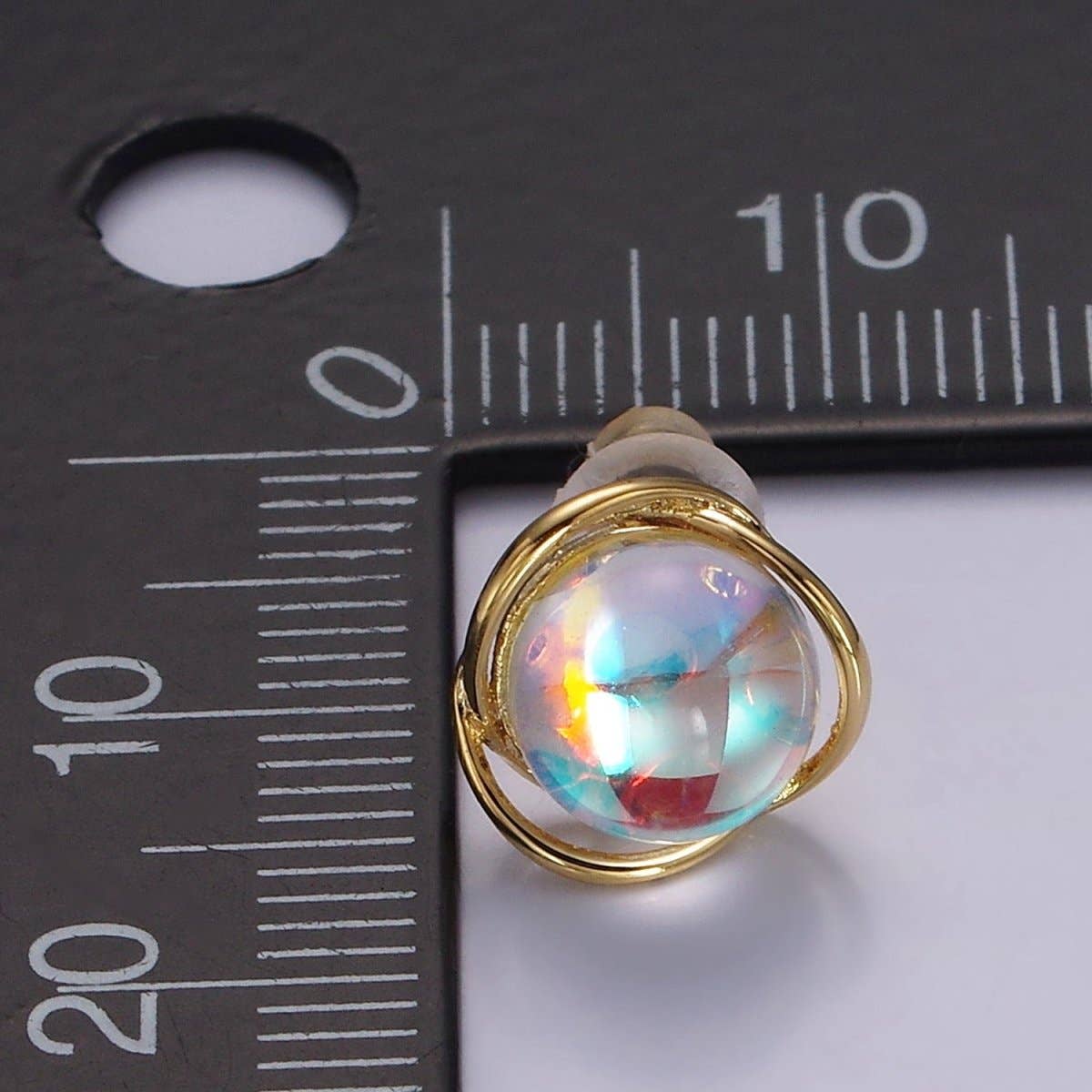 Iridescent CZ Open Round Stud Earrings