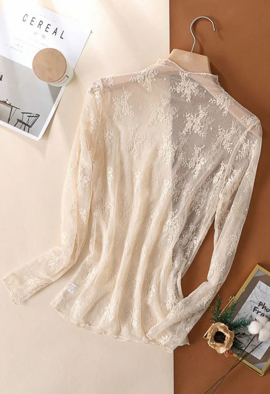 Apricot Lace Mesh Top