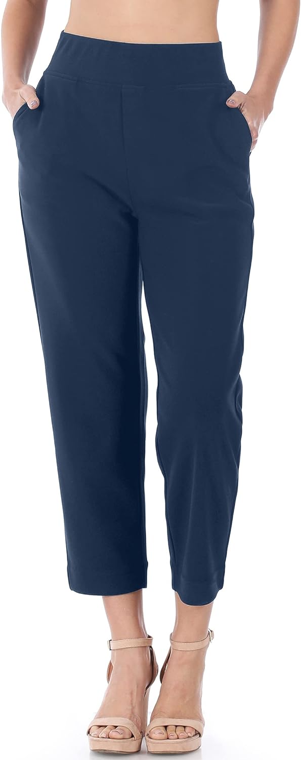 Navy Classic Pull On Ankle Pants