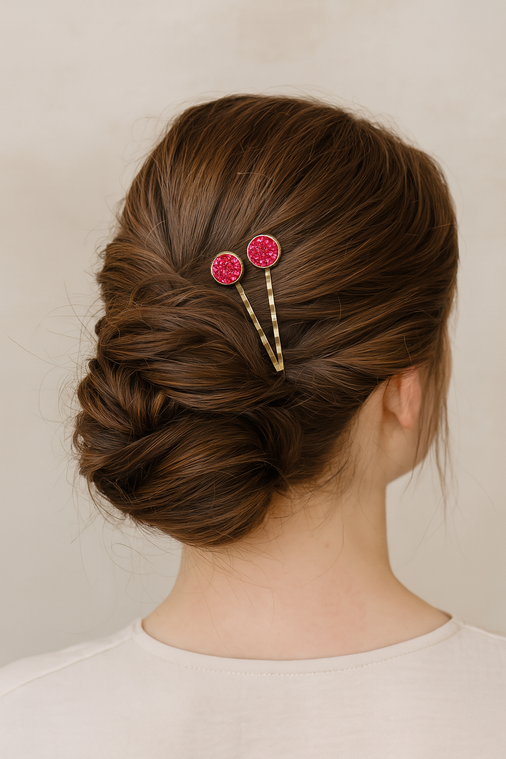 Magenta Druzy Agate Bobby Pins (Luxe Luster Collection)