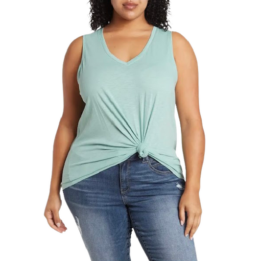 Curvy Sleeveless Top Lt. Green