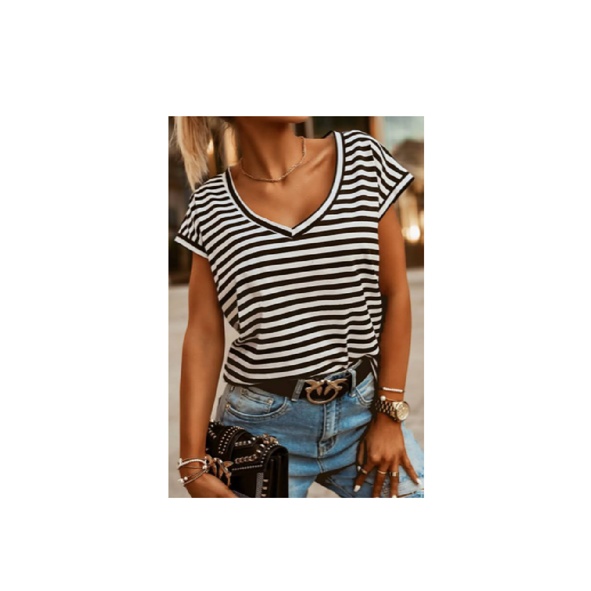 Black & White Classic Stripe Short Sleeve Top