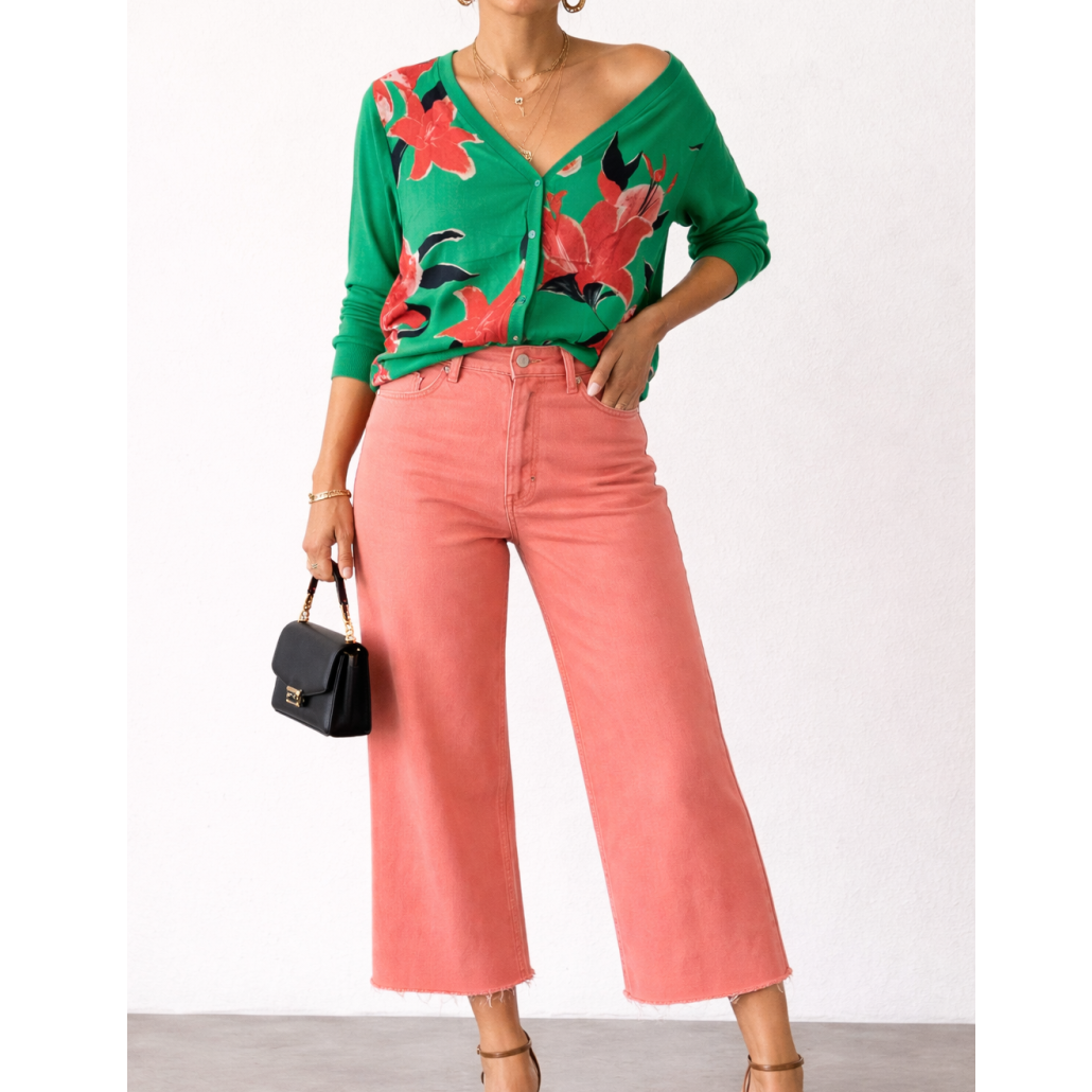 Petite Green Floral Cardigan