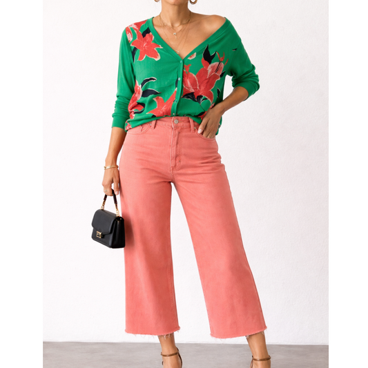 Petite Green Floral Cardigan