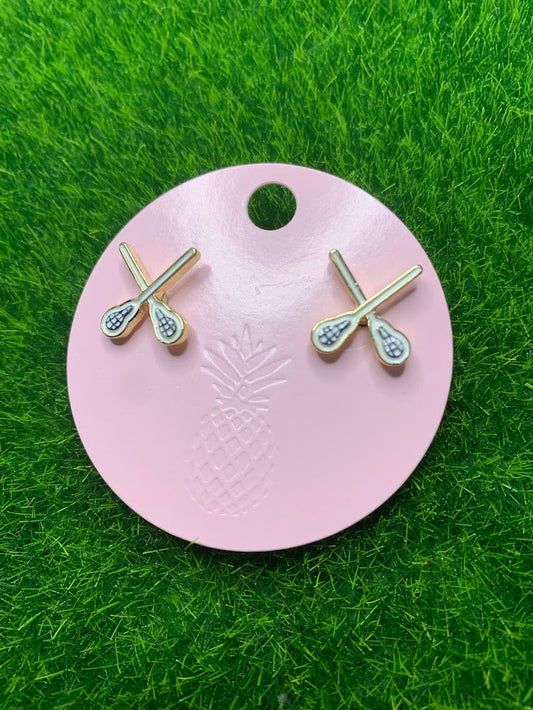 Lacrosse Enamel Stud Earrings