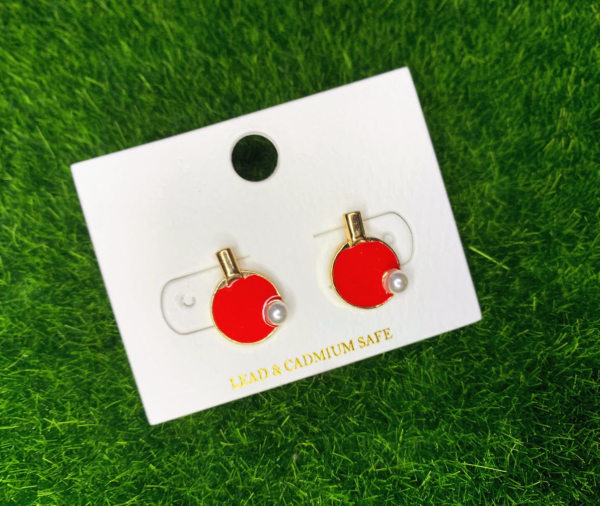 Paddle Ball Enamel Stud Earring