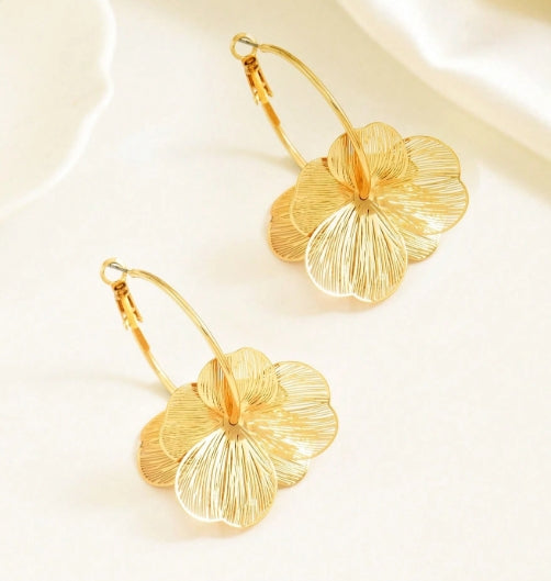 Golden Petal Whisper Hoops