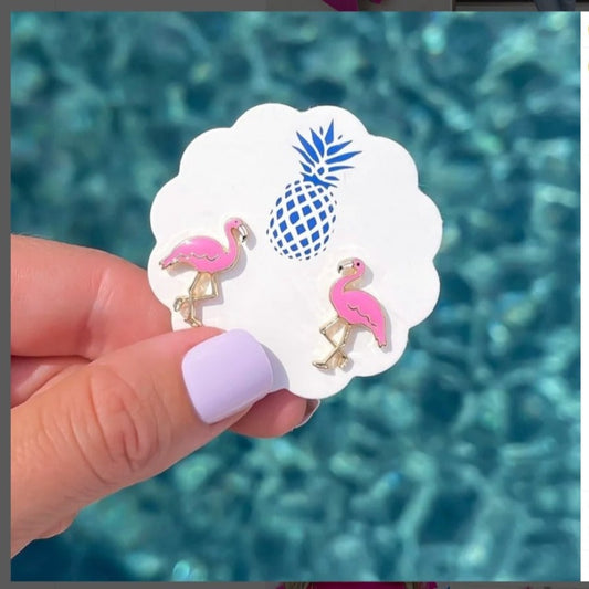 Flamingo Enamel Studs