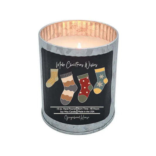 Make Christmas Wishes Soy Candle Rustic Tin Holiday Candle