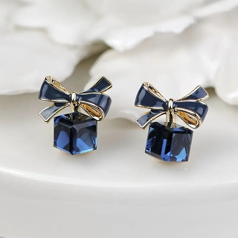 Blue Bell Bow Earrings