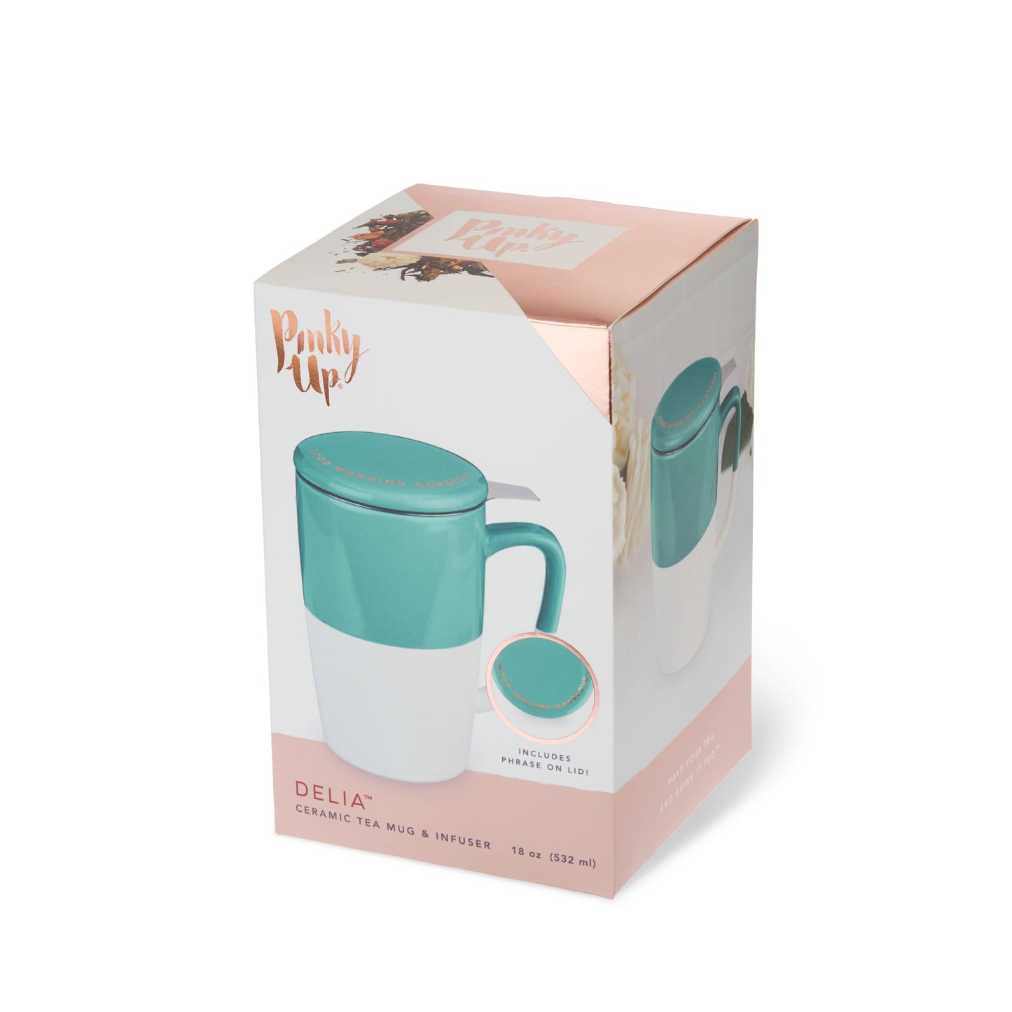 Delia™ Good Morning Gorgeous Tea Mug & Infuser Pinky Up®