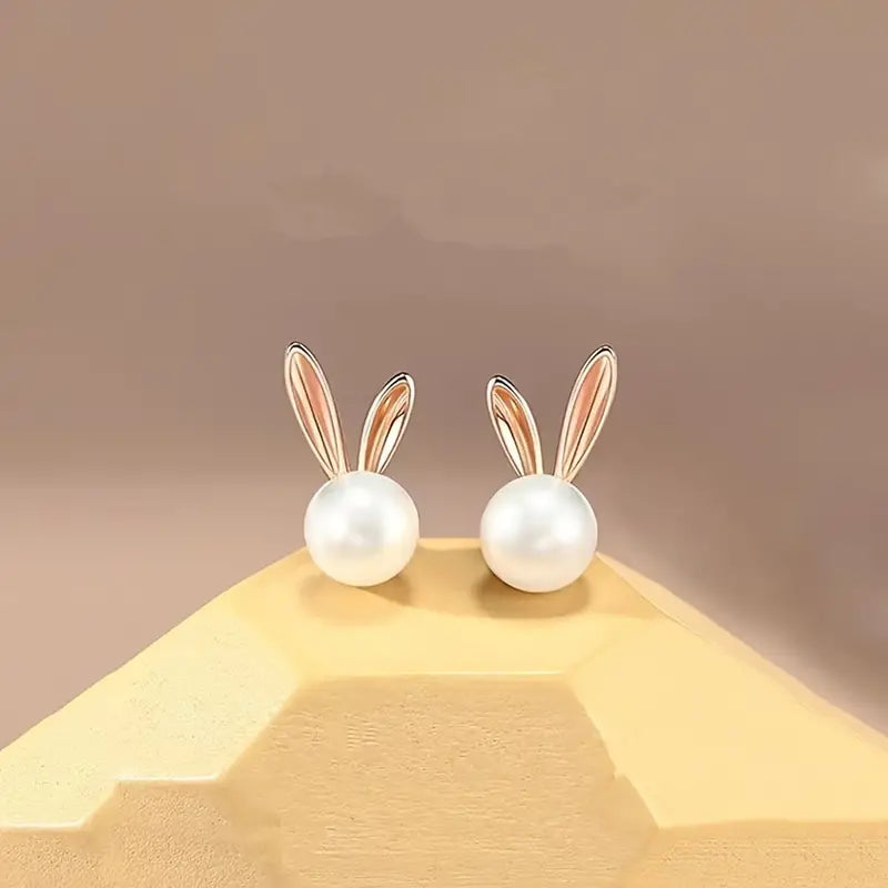 Bunny Faux Pearl Stud Earrings