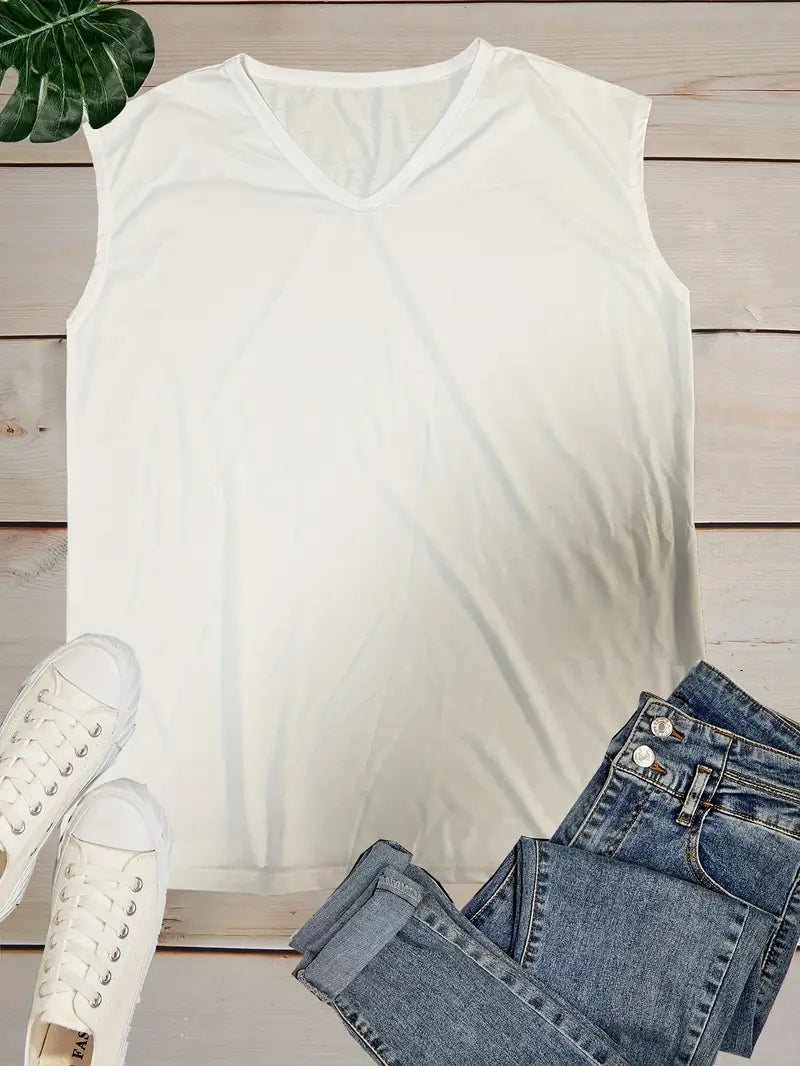 Lightweight V Neck Sleeveless Top