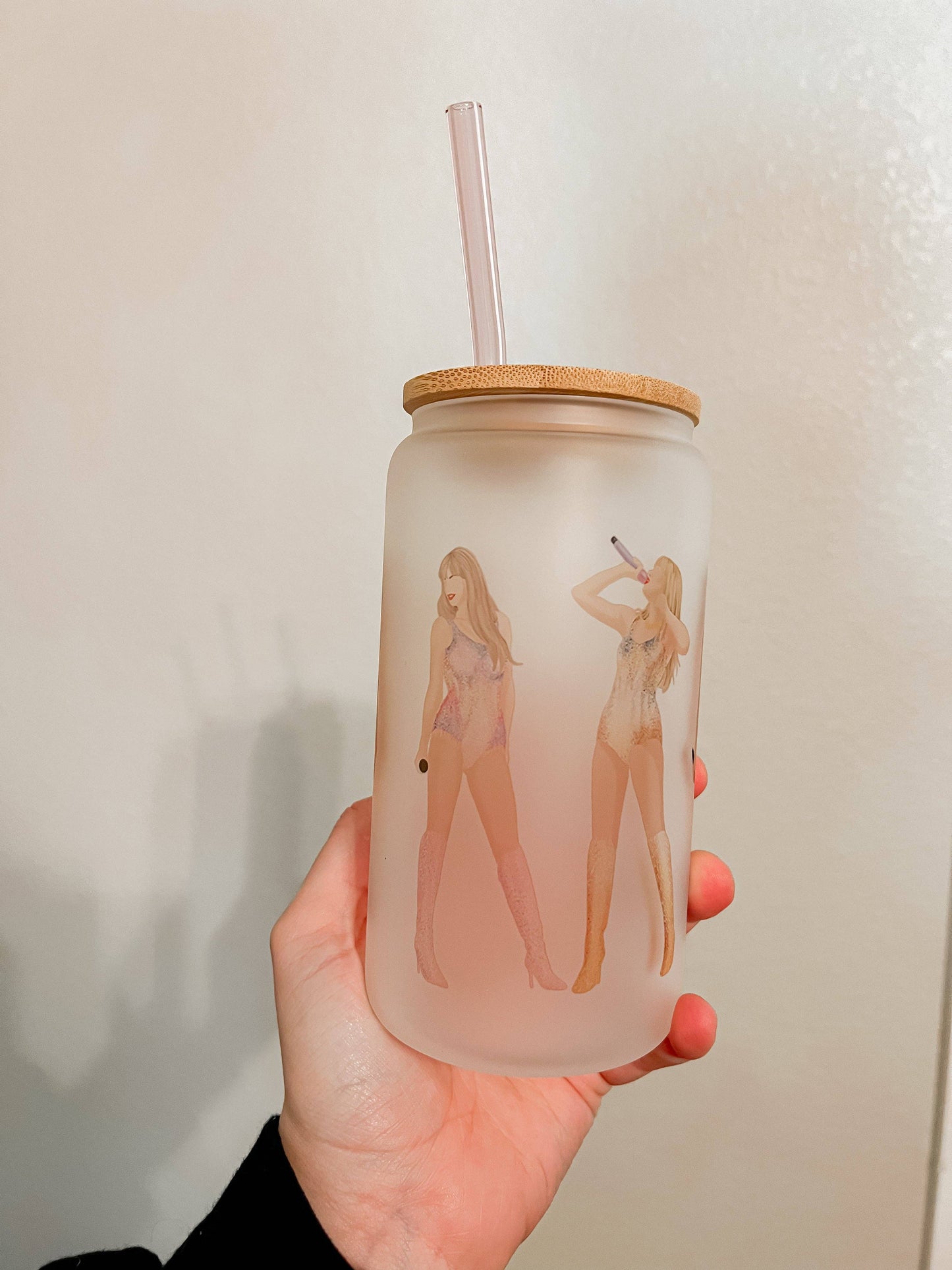 Taylor Swift Eras Glass Can with lid and straw