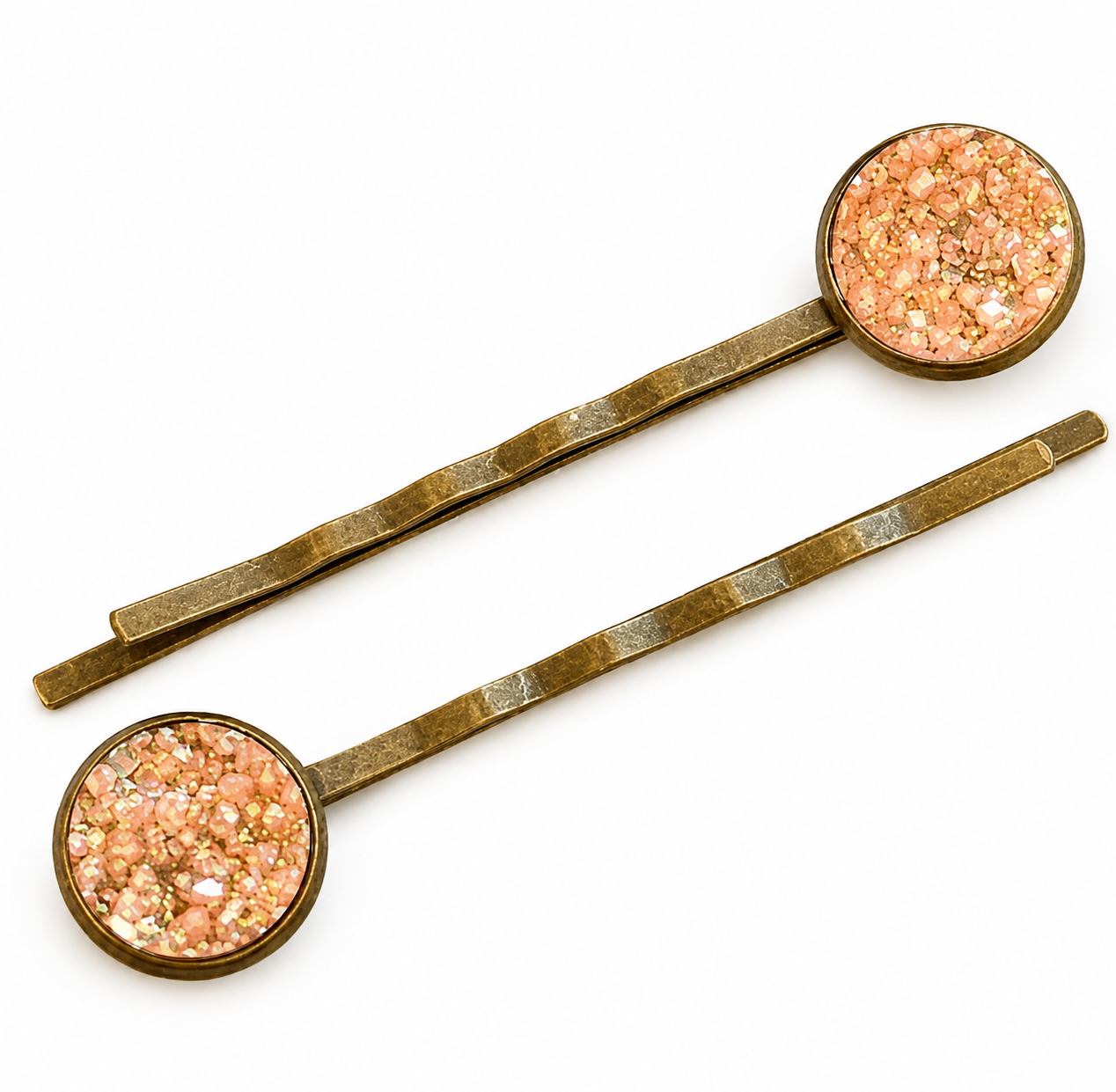 Peach Bellini Druzy Bobby Pins